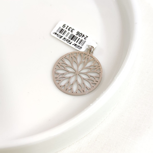 MANDALA MOTİFLİ PLAKA GÜMÜŞ KOLYE UCU 25MM