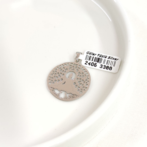 MOTİFLİ PLAKA GÜMÜŞ KOLYE UCU 25MM