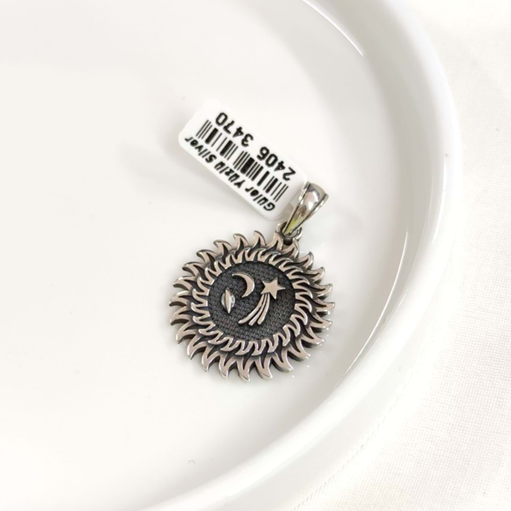 GÜNEŞ GÜMÜŞ KOLYE UCU 27MM