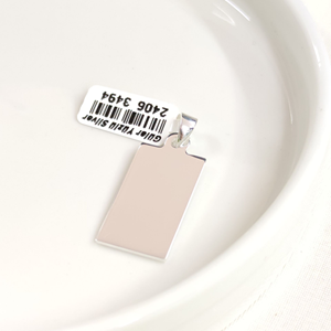 DÖRTGEN DÜZ PLAKA GÜMÜŞ KOLYE UCU 27X15MM