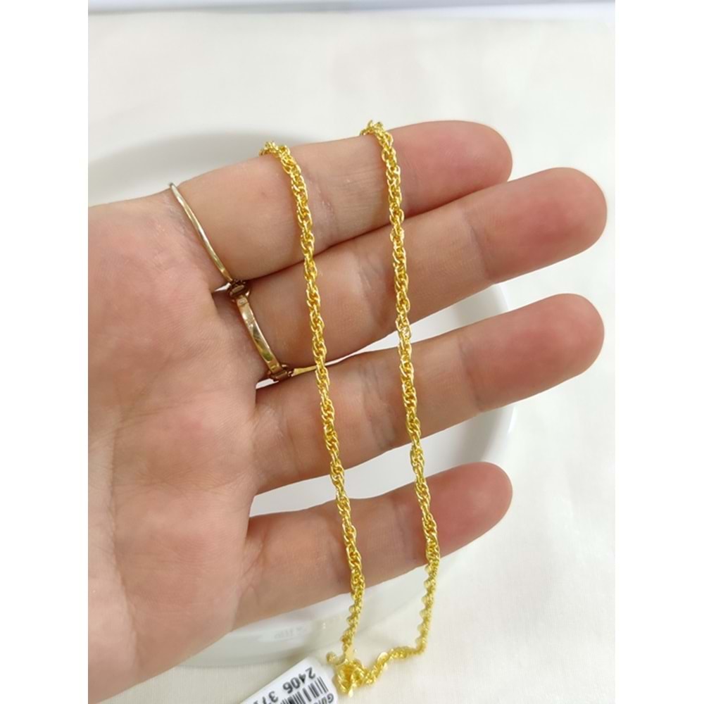 2,5 MM BURGU GÜMÜŞ ZİNCİR 65 CM - ALTIN SARI