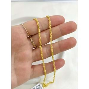 2,5 MM BURGU GÜMÜŞ ZİNCİR 65 CM - ALTIN SARI