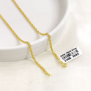 2 MM BURGU GÜMÜŞ ZİNCİR 65 CM - ALTIN SARI