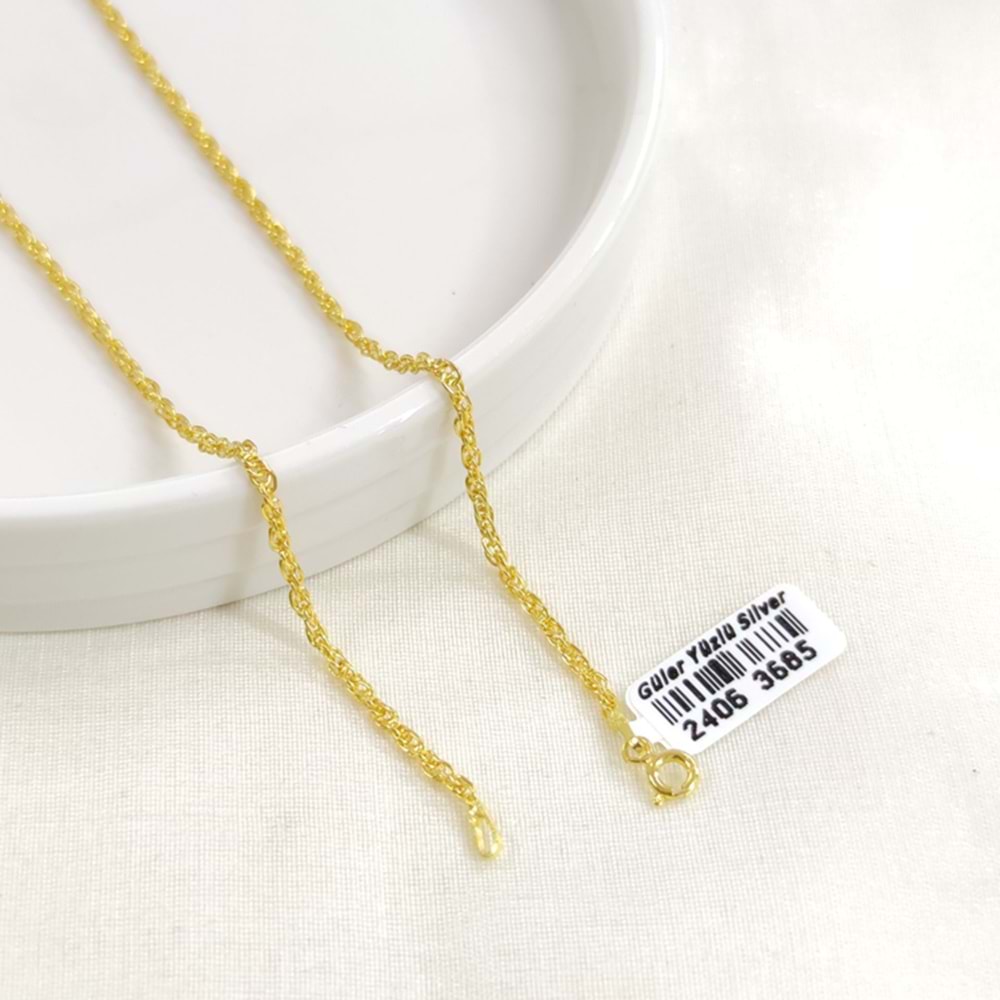 2 MM BURGU GÜMÜŞ ZİNCİR 65 CM - ALTIN SARI