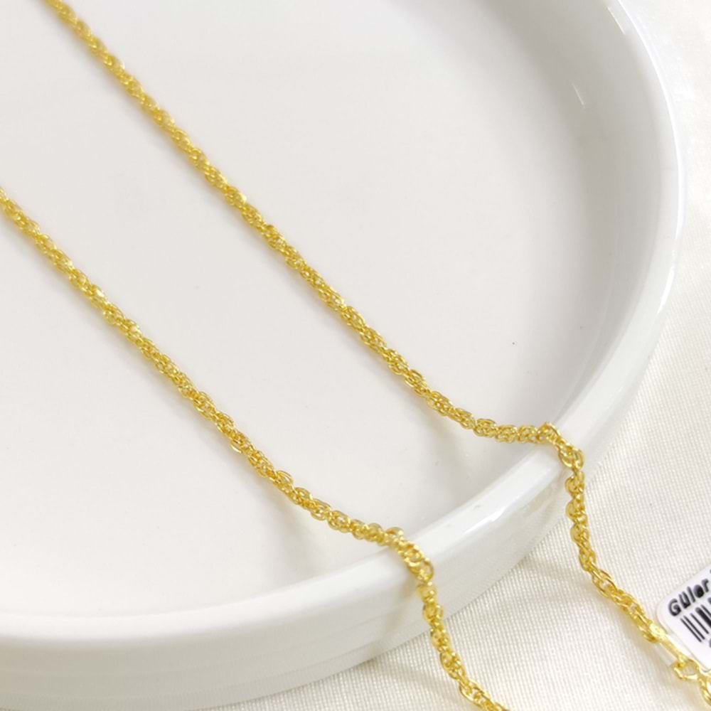 2 MM BURGU GÜMÜŞ ZİNCİR 55 CM - ALTIN SARI