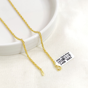 2 MM BURGU GÜMÜŞ ZİNCİR 55 CM - ALTIN SARI