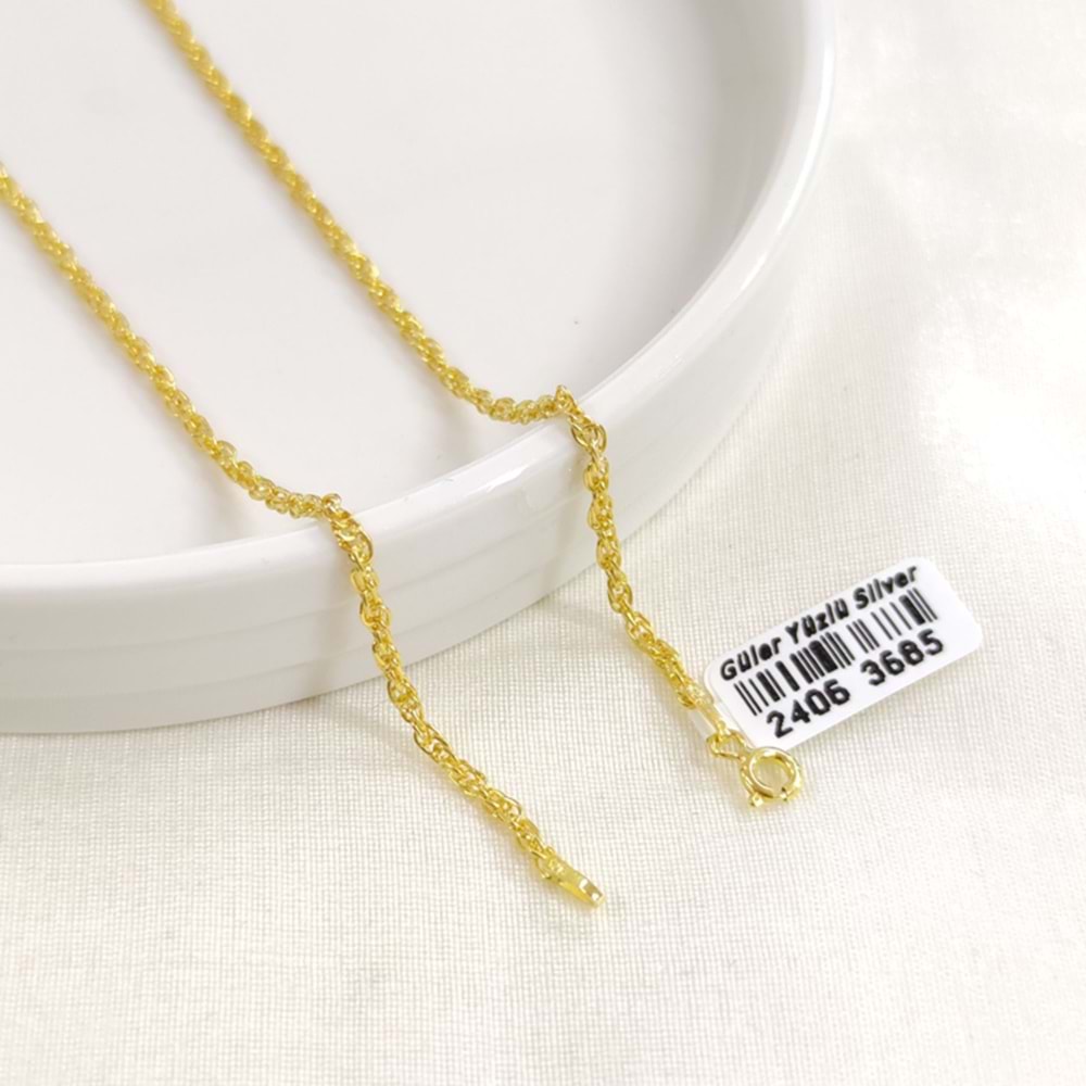 2 MM BURGU GÜMÜŞ ZİNCİR 55 CM - ALTIN SARI