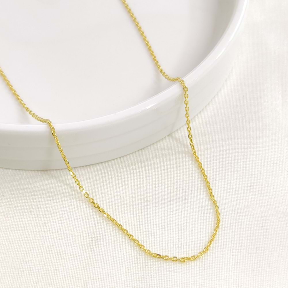 40 FORSE GÜMÜŞ ZİNCİR 60 CM - ALTIN SARI