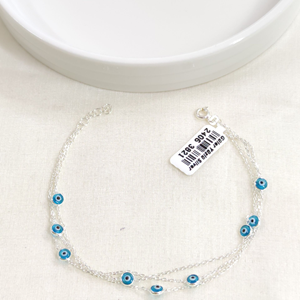 3 SIRA MAVİ NAZAR BONCUKLU GÜMÜŞ BİLEKLİK