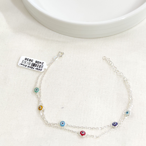 2 SIRA RENKLİ NAZAR BONCUKLU GÜMÜŞ BİLEKLİK