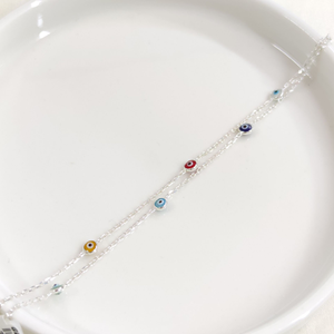 2 SIRA RENKLİ NAZAR BONCUKLU GÜMÜŞ BİLEKLİK