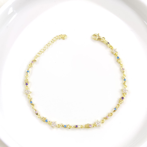 ŞANS RENKLİ TAŞLI GÜMÜŞ BİLEKLİK - ALTIN SARI