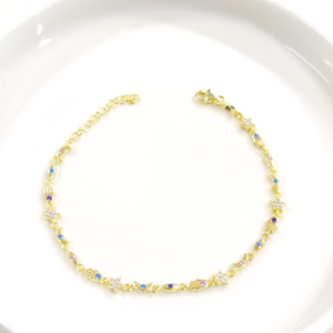 ŞANS RENKLİ TAŞLI GÜMÜŞ BİLEKLİK - ALTIN SARI