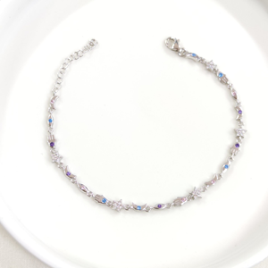 ŞANS RENKLİ TAŞLI GÜMÜŞ BİLEKLİK - RODYUM BEYAZ