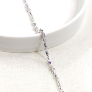 ŞANS RENKLİ TAŞLI GÜMÜŞ BİLEKLİK - RODYUM BEYAZ