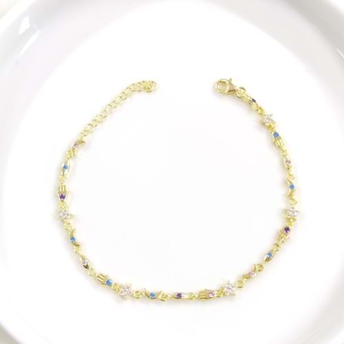 ŞANS RENKLİ TAŞLI GÜMÜŞ BİLEKLİK