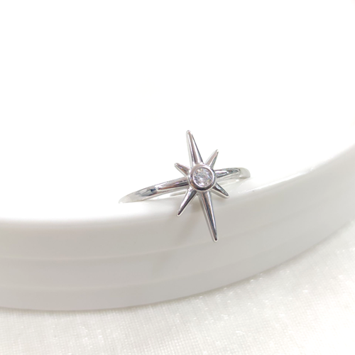 KUTUP YILDIZI AYARLANABİLİR GÜMÜŞ YÜZÜK - RODYUM BEYAZ