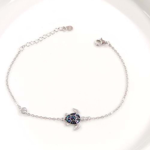 KAPLUMBAĞA GÜMÜŞ BİLEKLİK - RODYUM BEYAZ