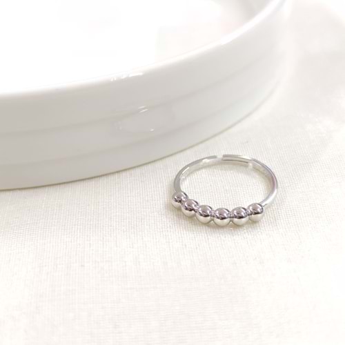 TOP TOP AYARLANABİLİR GÜMÜŞ YÜZÜK - RODYUM BEYAZ