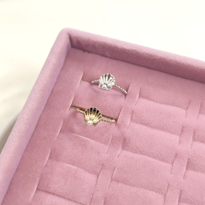 İNCİLİ İSTİRİDYE AYARLANABİLİR GÜMÜŞ YÜZÜK - ALTIN SARI