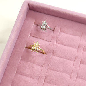 FİL OPAL YILDIZ AYARLANABİLİR GÜMÜŞ YÜZÜK - RODYUM BEYAZ