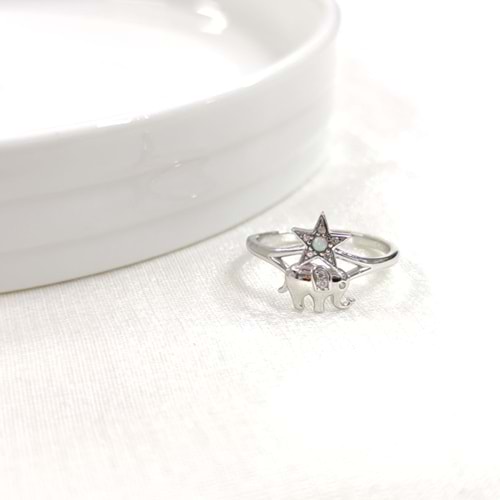 FİL OPAL YILDIZ AYARLANABİLİR GÜMÜŞ YÜZÜK