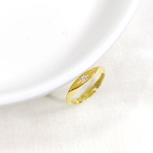 YILDIZ DETAYLI AYARLANABİLİR GÜMÜŞ YÜZÜK - ALTIN SARI