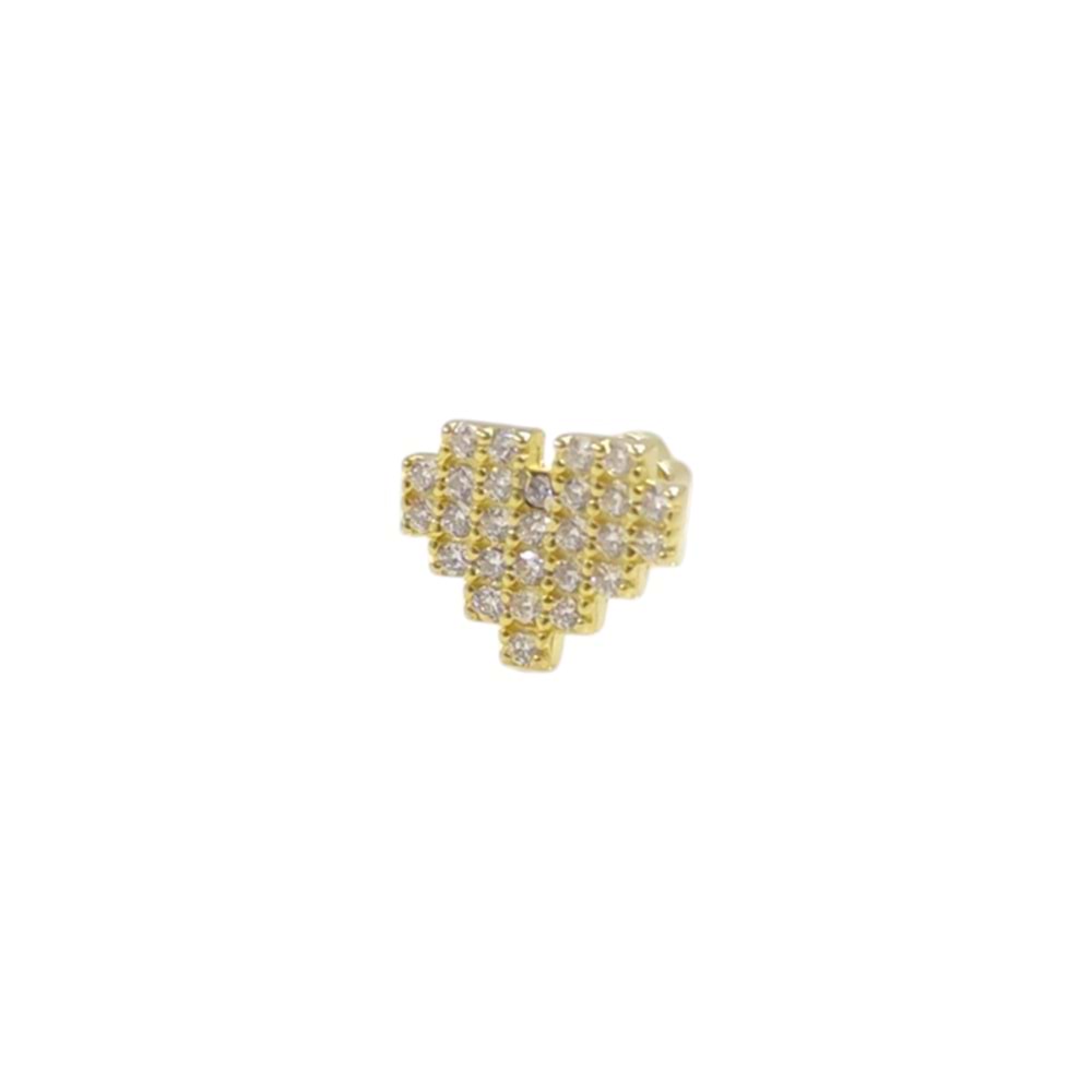 PİKSEL KALP GÜMÜŞ TRAGUS PIERCING - ALTIN SARI