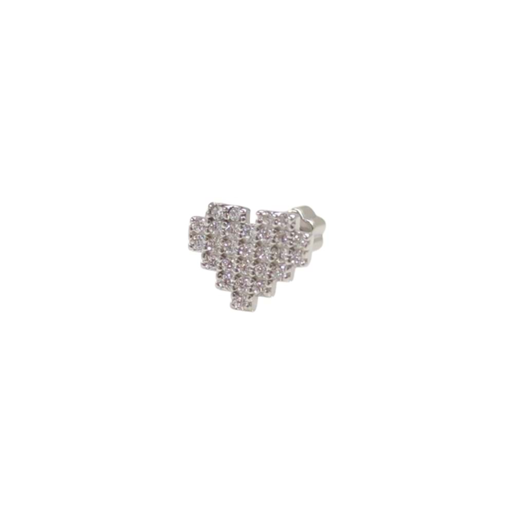 PİKSEL KALP GÜMÜŞ TRAGUS PIERCING - RODYUM BEYAZ