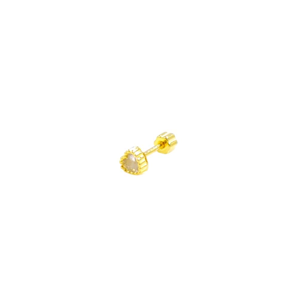 SIVAMA TAŞ KALP GÜMÜŞ TRAGUS PIERCING - ALTIN SARI