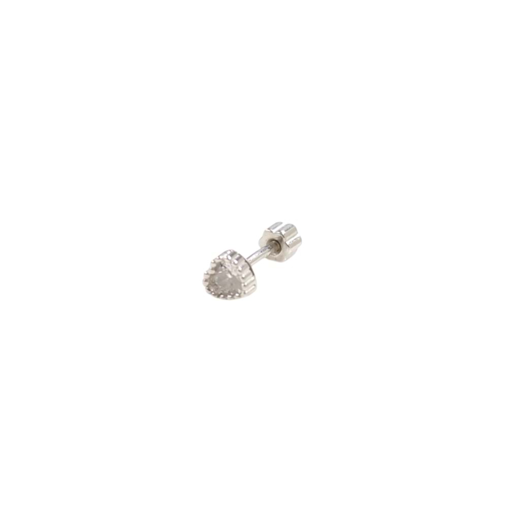 SIVAMA TAŞ KALP GÜMÜŞ TRAGUS PIERCING - RODYUM BEYAZ