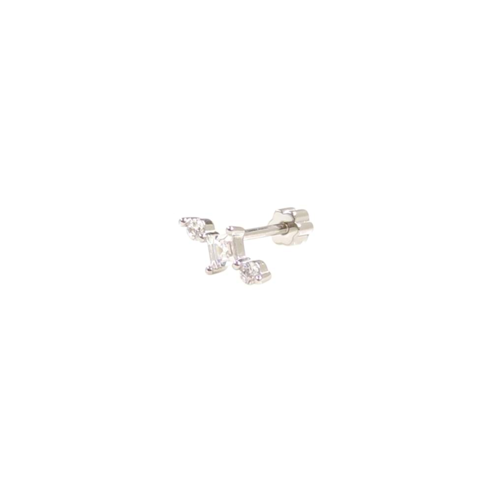 TAŞLI KARE GÜMÜŞ TRAGUS PIERCING