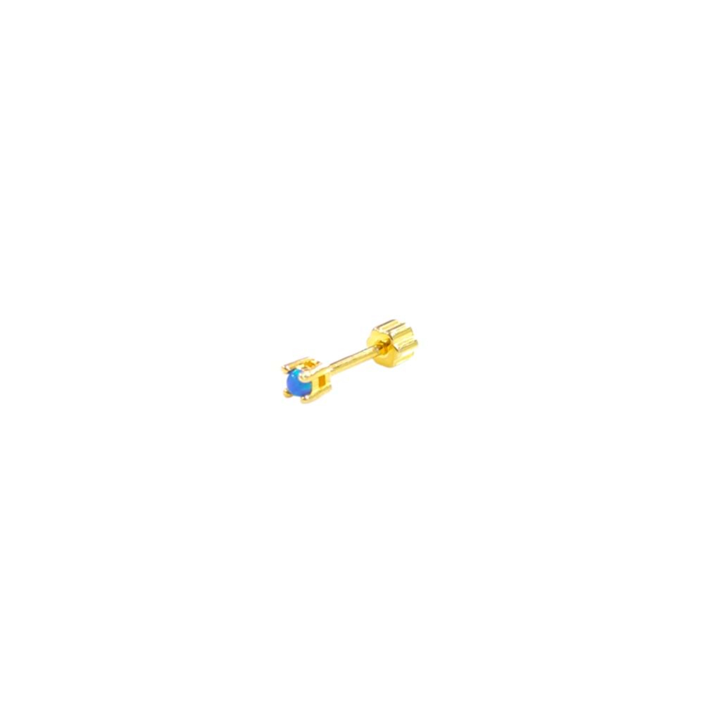 MİNİ MAVİ OPAL 2 MM TAŞ GÜMÜŞ TRAGUS PIERCING