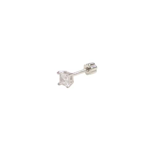 3 MM KARE TEK TAŞ GÜMÜŞ TRAGUS PIERCING