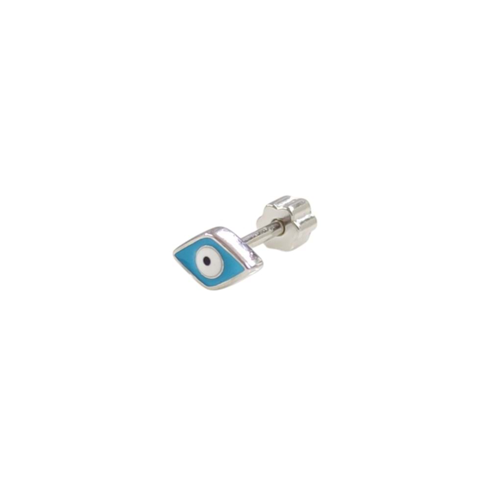 MAVİ MİNELİ GÖZ GÜMÜŞ TRAGUS PIERCING - RODYUM BEYAZ
