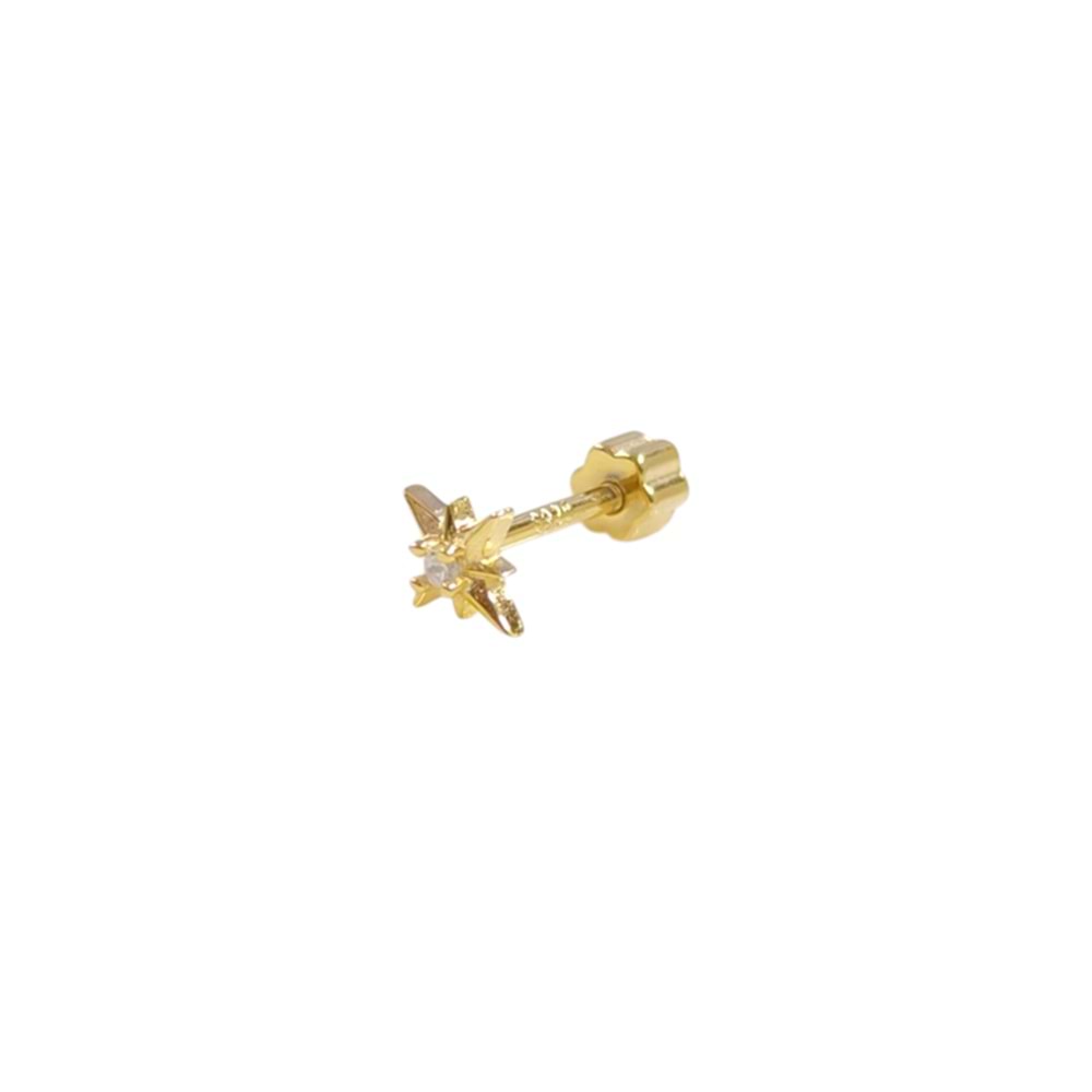 TAŞLI KUTUP GÜMÜŞ TRAGUS PIERCING - ALTIN SARI