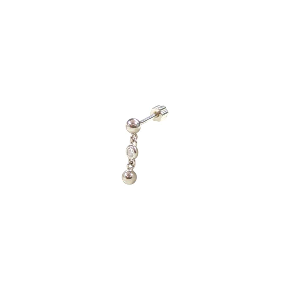 SALLANTILI TOP GÜMÜŞ TRAGUS PIERCING - RODYUM BEYAZ