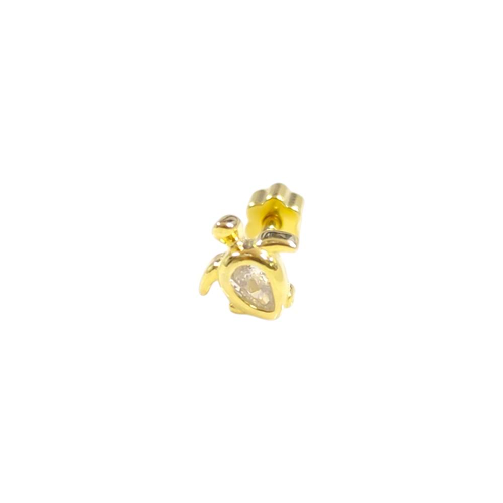KAPLUMBAĞA GÜMÜŞ TRAGUS PIERCING - ALTIN SARI