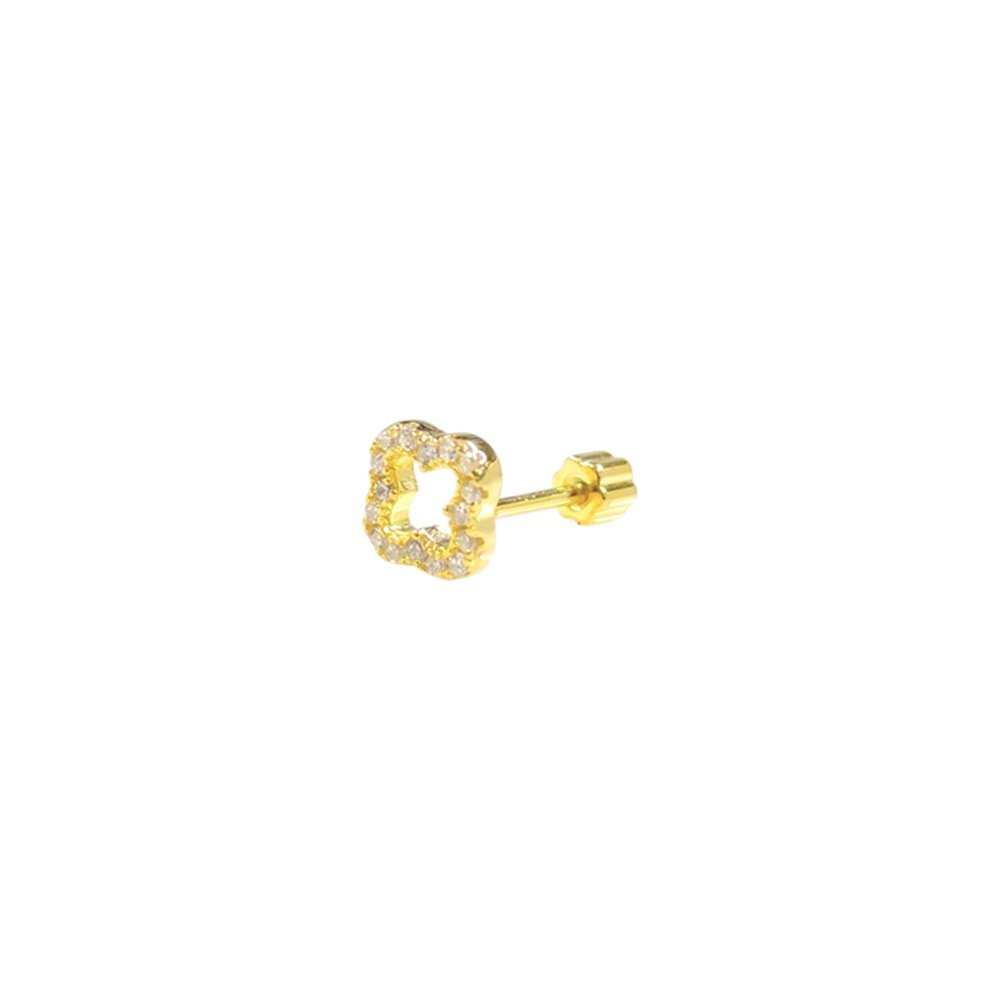 İÇİ BOŞ YONCA GÜMÜŞ TRAGUS PIERCING - ALTIN SARI