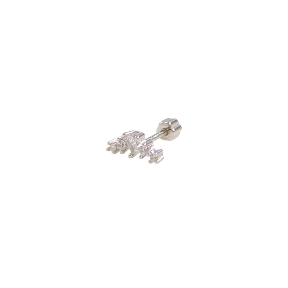 DAMLA TAŞLI HİLAL GÜMÜŞ TRAGUS PIERCING - RODYUM BEYAZ