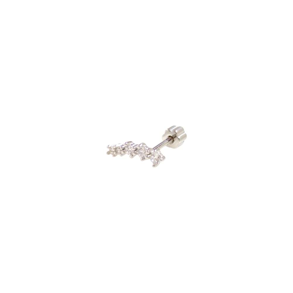 SIRATAŞ GÜMÜŞ TRAGUS PIERCING - RODYUM BEYAZ