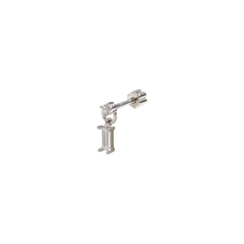 SALLANTILI BAGET GÜMÜŞ TRAGUS PIERCING - RODYUM BEYAZ