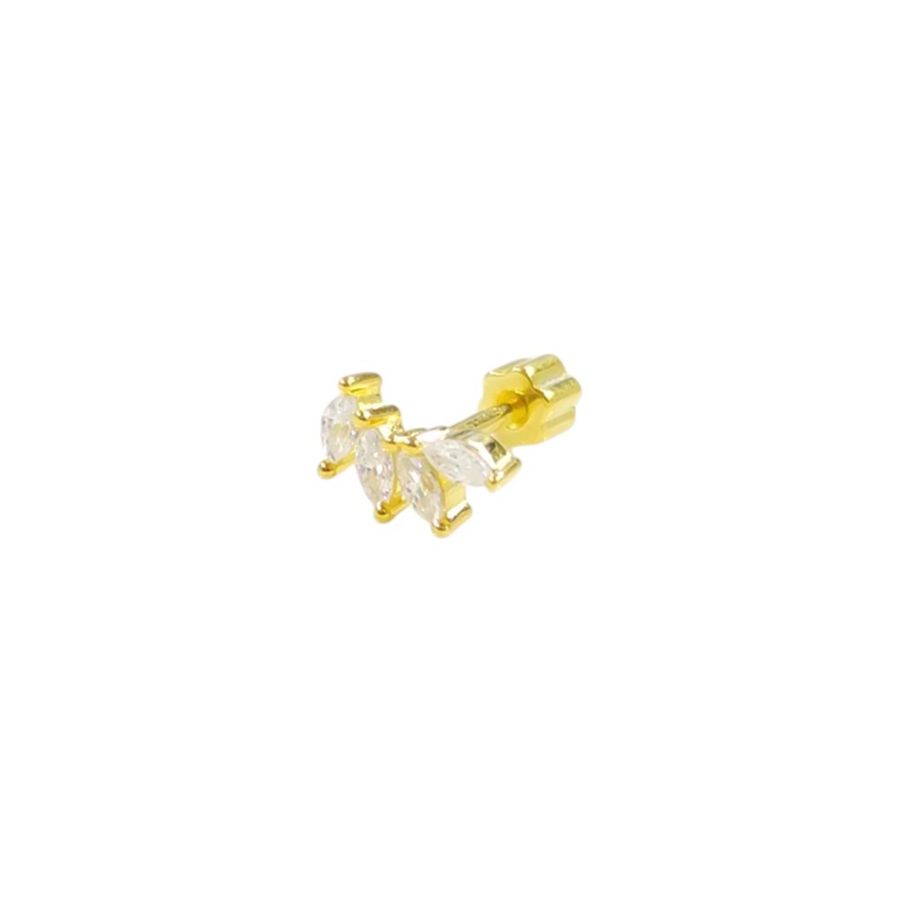 DÖRT MEKİK TAŞ GÜMÜŞ TRAGUS PIERCING
