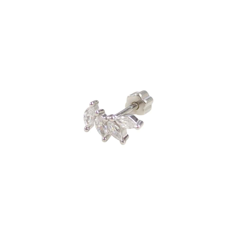 DÖRT MEKİK TAŞ GÜMÜŞ TRAGUS PIERCING