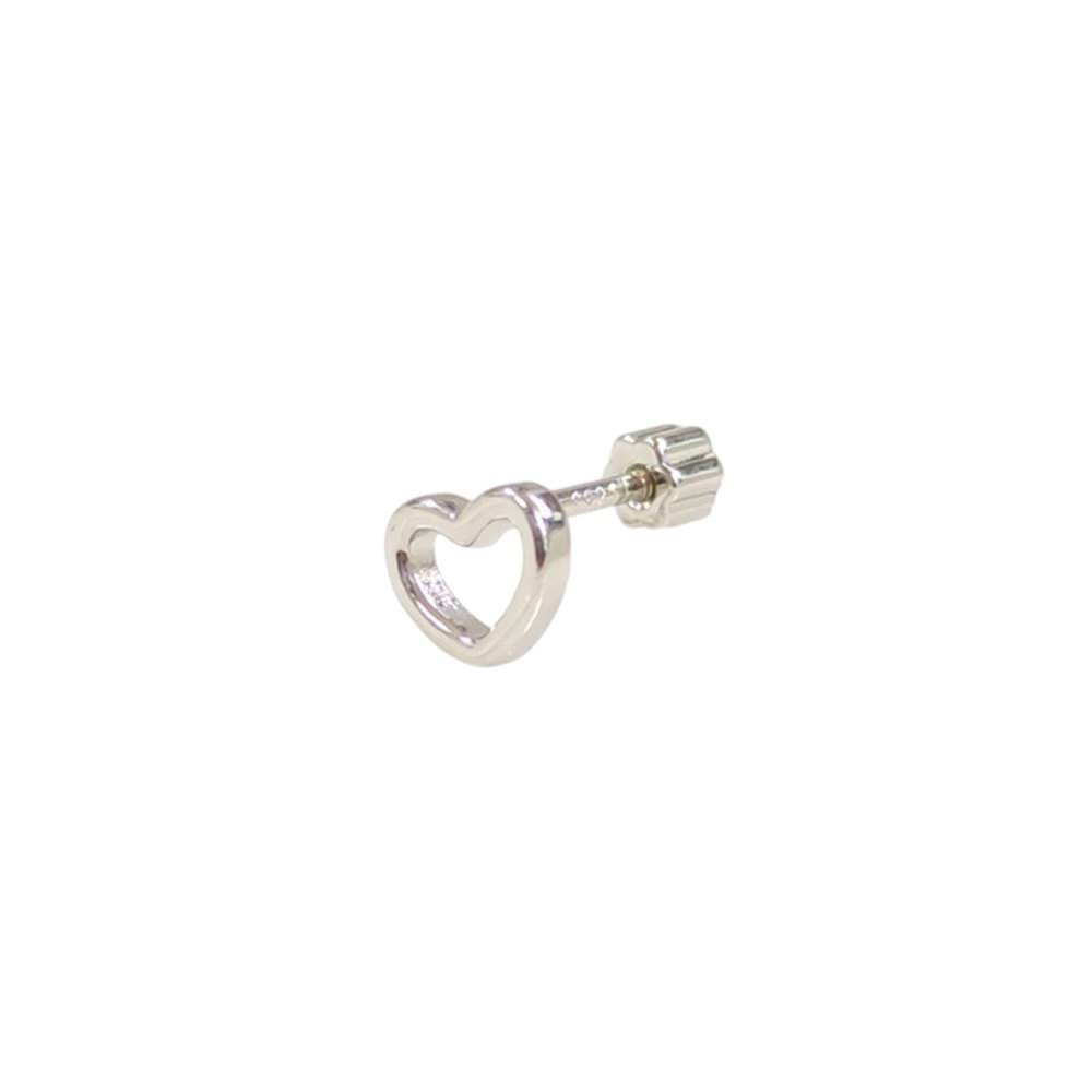 BOŞ KALP GÜMÜŞ TRAGUS PIERCING - RODYUM BEYAZ
