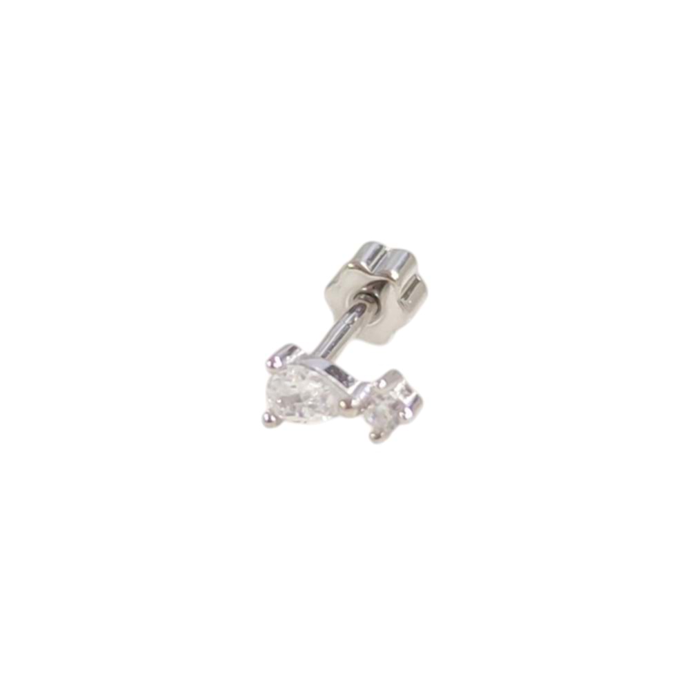 ÇITIR DAMLA GÜMÜŞ TRAGUS PIERCING - RODYUM BEYAZ