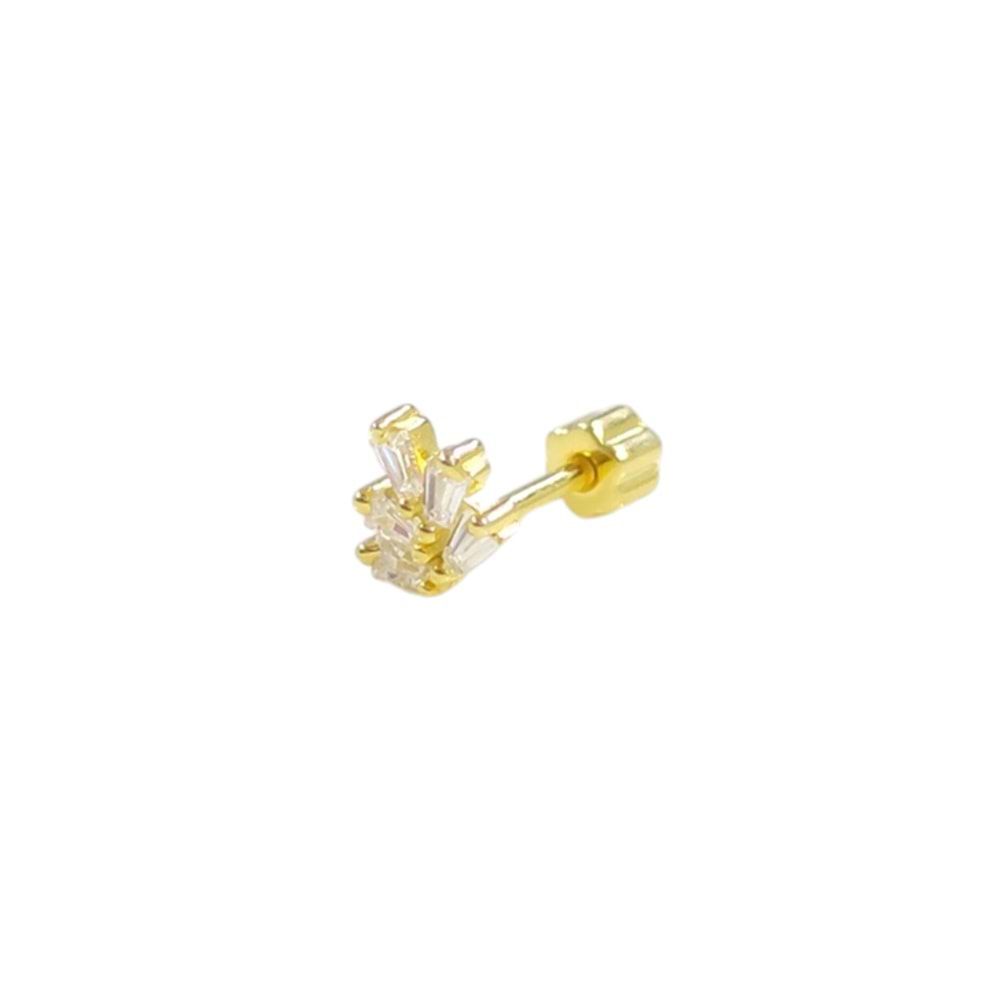 BAGET YAPRAK GÜMÜŞ TRAGUS PIERCING - ALTIN SARI