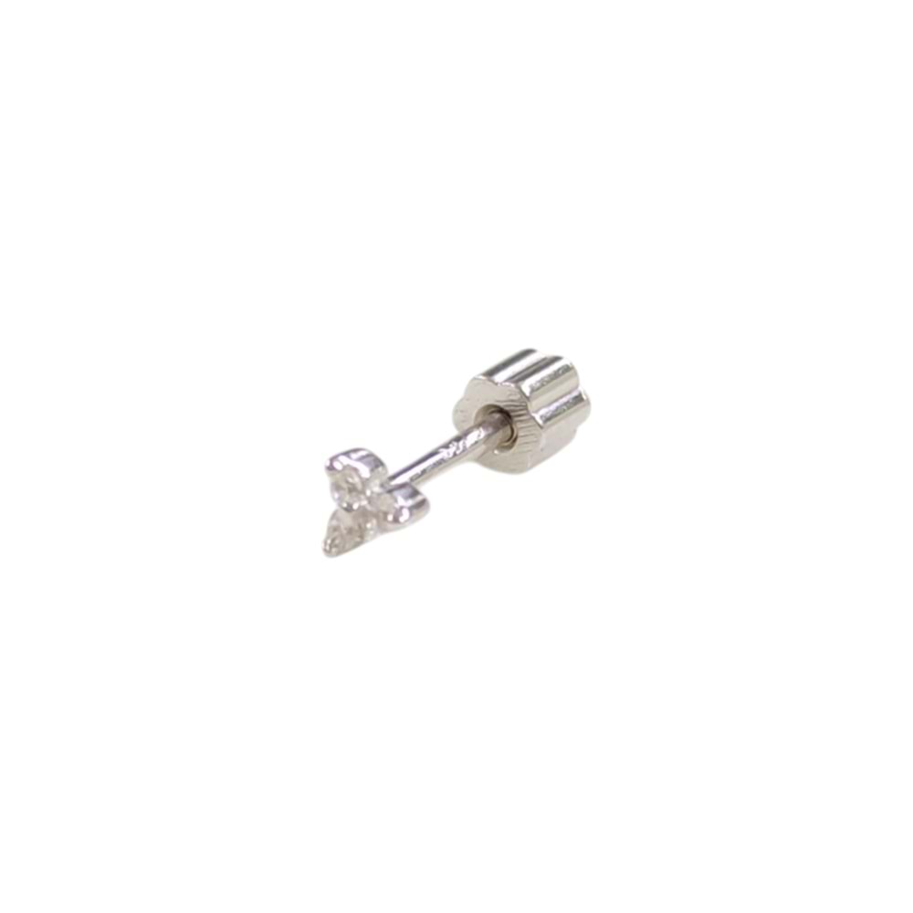 2 MM MİNİ ÇİÇEK GÜMÜŞ TRAGUS PIERCING - RODYUM BEYAZ