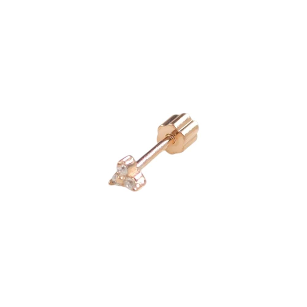 2 MM MİNİ ÇİÇEK GÜMÜŞ TRAGUS PIERCING - ROSE BAKIR