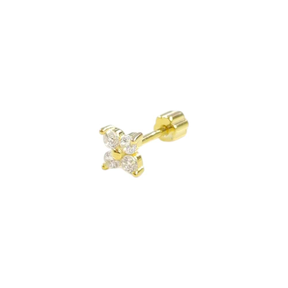 DÖRT TAŞLI ÇİÇEK GÜMÜŞ TRAGUS PIERCING
